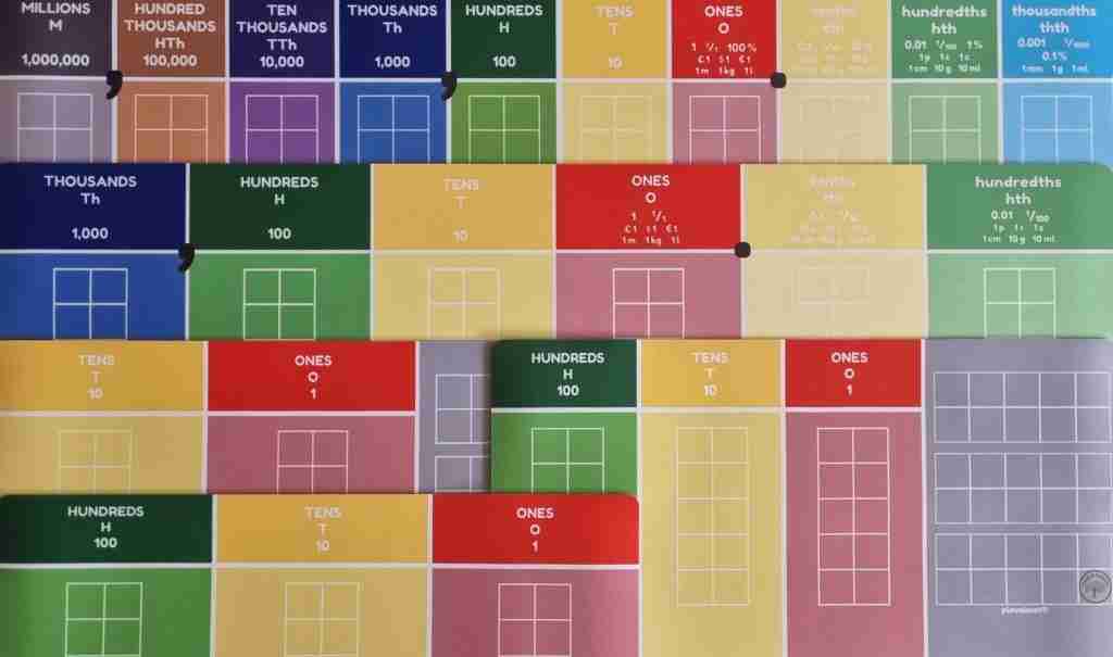 plavalmat place value chart maths mats arranged together